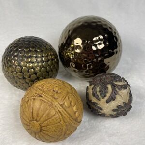 Lot/ 4 Decorative‎ Balls Orbs Filler Sphere Bronze Brown Tones Ceramic Resin